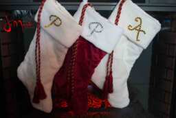Christmas Stocking W/Swarovski Crystal Monogram - thumbnail 1