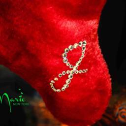Christmas Stocking W/Swarovski Crystal Monogram - thumbnail 4