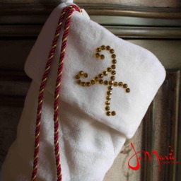 Christmas Stocking W/Swarovski Crystal Monogram - thumbnail 3
