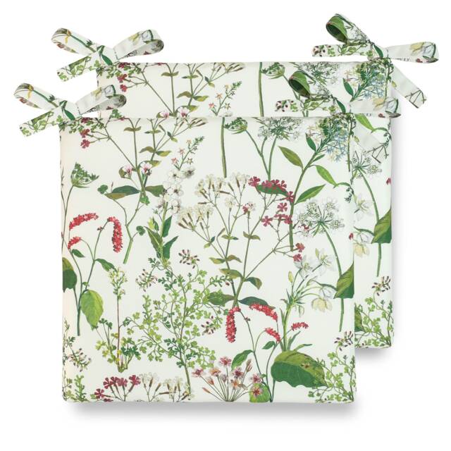 Set Of 2 Water Resistant Garden Outdoor Cushion Seat Chair Pads Soft Foam, Zipped Cover Available in 3 Sizes - Welsh Meadow By Celina Digby - image 1