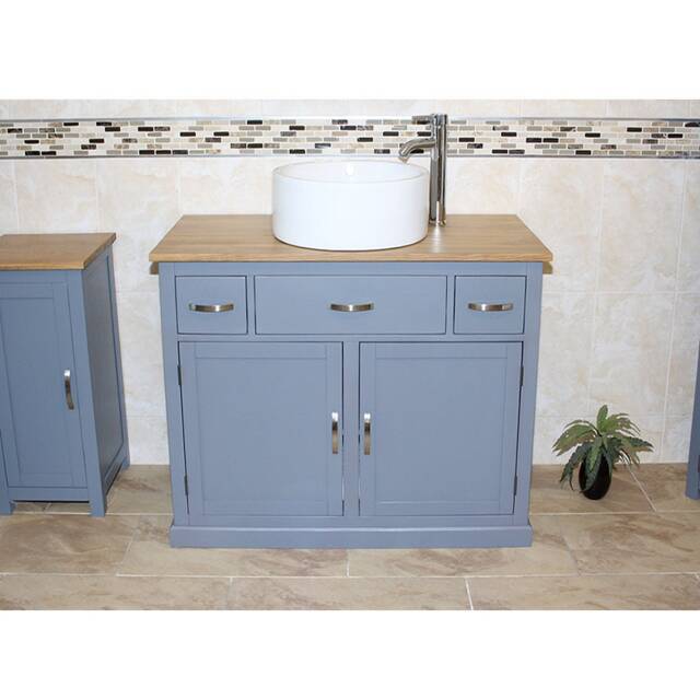 Bathroom Vanity Unit - Grey Cabinet Wash Stand With Ceramic Basin 1161Gcbc - image 1