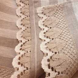 striped Linen Bath Towel With Lace - Made in Latvia - thumbnail 2
