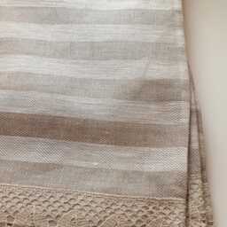 striped Linen Bath Towel With Lace - Made in Latvia - thumbnail 4