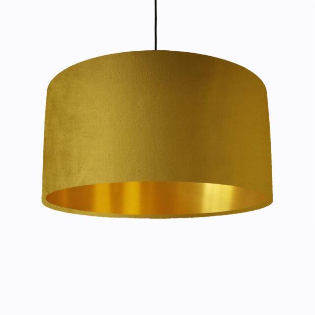 Mustard Yellow Lampshade in Velvet With Gold Lining - image 1