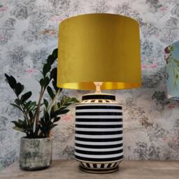 Mustard Yellow Lampshade in Velvet With Gold Lining - thumbnail 3