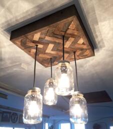 Herringbone Barn Wood Mason Jar Chandelier - thumbnail 1