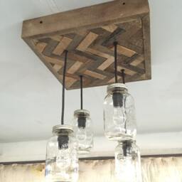 Herringbone Barn Wood Mason Jar Chandelier - thumbnail 2
