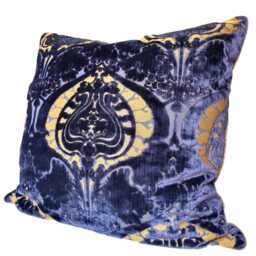 Decorative Pillow Case Blue Silk Heddle Velvet Luigi Bevilacqua Fabric Torcello Pattern - Made in Italy - thumbnail 4