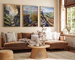 Set Of 3 Peak District Posters, Floral Prints, Mountain D??cor, British Wall Art, English Travel Poster, UK Decor
