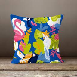 Flamingo Pillow Cover-Pink Jungle Pillow Case-striped Botanical Cover-Home Decor Cushion Case-Gift For Her Cushion-Handmade Material - thumbnail 3