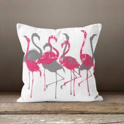 Flamingo Pillow Cover-Pink Jungle Pillow Case-striped Botanical Cover-Home Decor Cushion Case-Gift For Her Cushion-Handmade Material - thumbnail 2