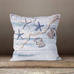 Nautical Pillow Case-Sea Horse Pillow Turtle Cushion Cover-Sea Star Cushion Case-Gift For Her Cushion-Handmade Material - thumbnail 3
