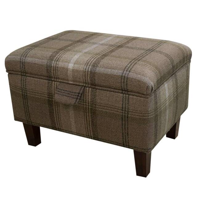 Handmade Brown Check Tartan Storage Ottoman - Sophie Chocolate Fabric Bespoke British Made - image 1