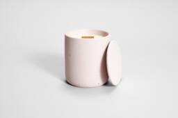 Pink Concrete Soy Candle - Medio Organic Coconut Wax Candles in Concrete Vessel Beton Hand Poured -Vegan Gift -Reusable Container - thumbnail 1