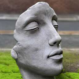 Massive Face Statue Concrete Head Figurine Stone Ornament Modern Art Sculpture Large Garden Decoration Outdoor Cement Gift - thumbnail 3