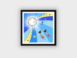 Digital Drawing Moon Stars Galaxy Baby Boy Room Decoration Square - thumbnail 1