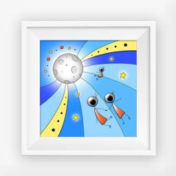 Digital Drawing Moon Stars Galaxy Baby Boy Room Decoration Square - thumbnail 2
