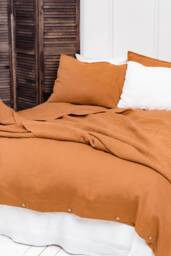 Burnt Orange Waffle Linen Throw Blanket Soft Bedspread