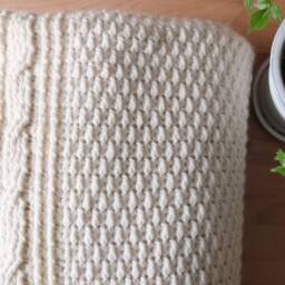 Vanilla Twist Blanket - Natural White Textured Cable Twist Soft Merino Undyed Wool - thumbnail 4