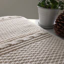 Vanilla Twist Blanket - Natural White Textured Cable Twist Soft Merino Undyed Wool - thumbnail 2