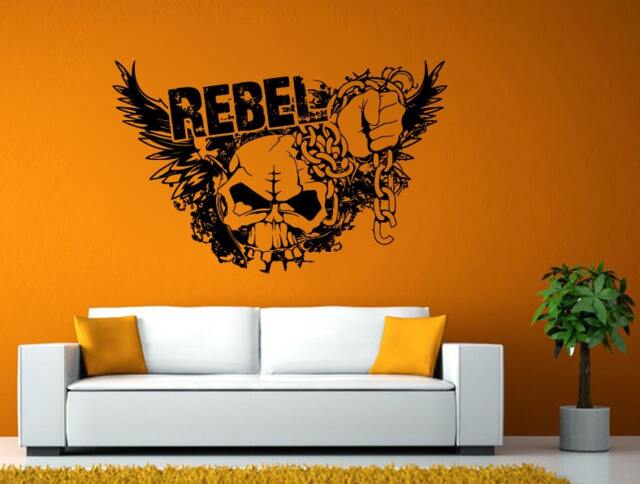 Rebel Skull Head Hand Holding Chain Wall Or Window Sticker Decal Vinyl Fathead Mural Decor L1970 - image 1