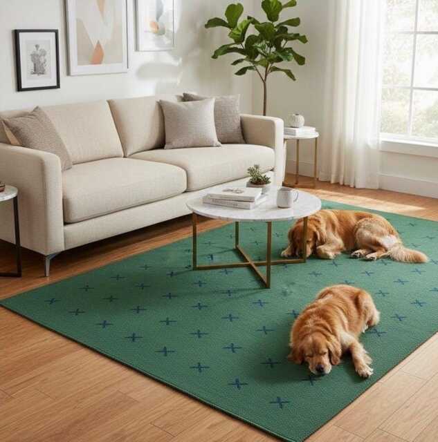 Handmade Red Wool Kilim Rug Green Geometric Floor Decor - image 1