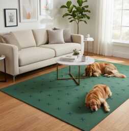 Handmade Red Wool Kilim Rug Green Geometric Floor Decor - thumbnail 1