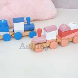 Building Block Train, Printed, Customizable, Toddler Wooden Toy, Personalized 1st Birthday Gift - thumbnail 4