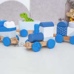 Building Block Train, Printed, Customizable, Toddler Wooden Toy, Personalized 1st Birthday Gift - thumbnail 2