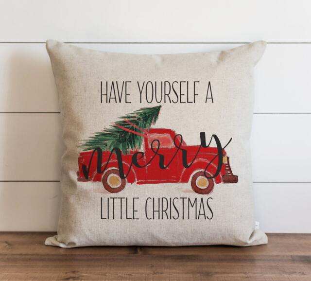 Have Yourself A Merry Little Christmas_Truck 20 X Pillow Cover // Christmas Holiday Throw Gift Accent - image 1