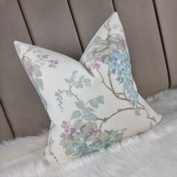 Laura Ashley Wisteria Fabric Handmade Cushion Cover Duck Egg Floral, With A Zip Fastening - thumbnail 2