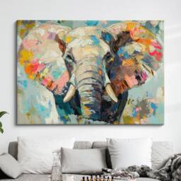 Elephant Abstract Oil Painting Framed Print & Canvas Large Sizes Wall Art Poster Animal Home Decor Interior Gift Idea - thumbnail 1