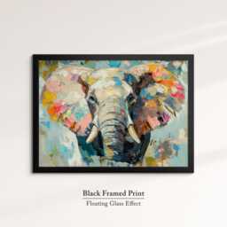 Elephant Abstract Oil Painting Framed Print & Canvas Large Sizes Wall Art Poster Animal Home Decor Interior Gift Idea - thumbnail 2