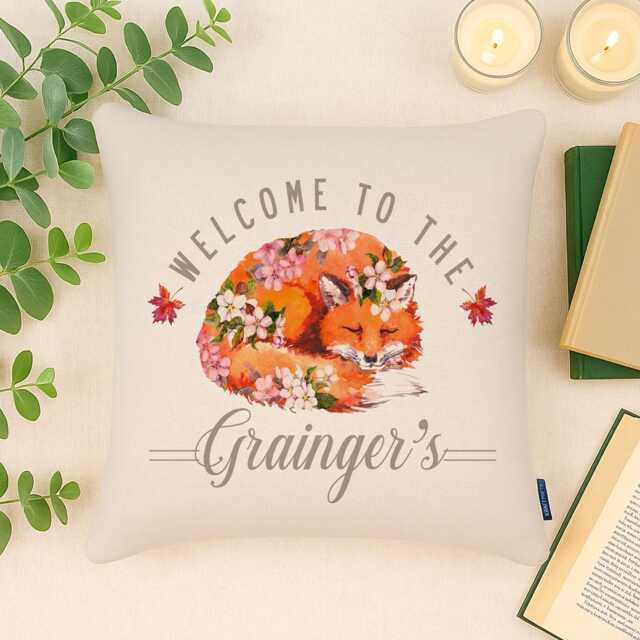 Personalised Fox Cushion Cover Custom Family Surname Throw Pillow Decor Welcome To Home Farmhouse Farm Housewarming Gift Ekc85 - image 1
