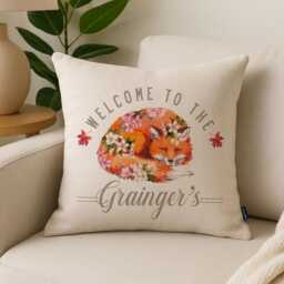 Personalised Fox Cushion Cover Custom Family Surname Throw Pillow Decor Welcome To Home Farmhouse Farm Housewarming Gift Ekc85 - thumbnail 2