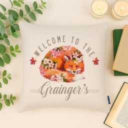 Personalised Fox Cushion Cover Custom Family Surname Throw Pillow Decor Welcome To Home Farmhouse Farm Housewarming Gift Ekc85 - thumbnail 1