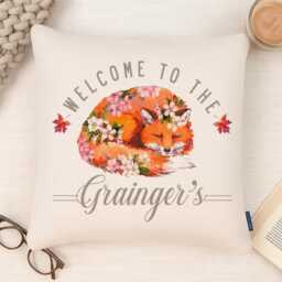 Personalised Fox Cushion Cover Custom Family Surname Throw Pillow Decor Welcome To Home Farmhouse Farm Housewarming Gift Ekc85 - thumbnail 3