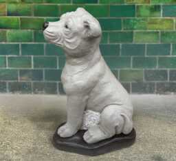 Stone Large Bull Terrier Statue Large Staff Dog Sculpture Realistic Figurine Animal Ornament Outdoor Memorial Art Dog Lover Gift - thumbnail 1