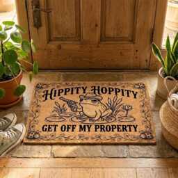 Frog Cowboy Doormat, Hippity Hoppity Get Off My Property, Outdoor Entrance Rug - thumbnail 3