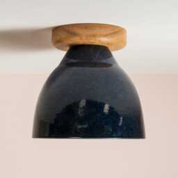 Blue Element Flush Mount Ceiling Light in Ceramic & Oak - thumbnail 2