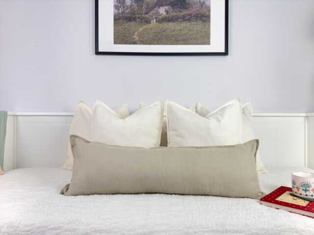 Linen Beige Lumbar Cushion Cover Long Ivory Body Pillow - All Sizes - image 1