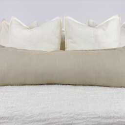 Linen Beige Lumbar Cushion Cover Long Ivory Body Pillow - All Sizes - thumbnail 2