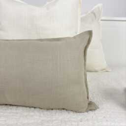 Linen Beige Lumbar Cushion Cover Long Ivory Body Pillow - All Sizes - thumbnail 3