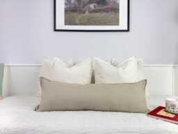 Linen Beige Lumbar Cushion Cover Long Ivory Body Pillow - All Sizes - thumbnail 1