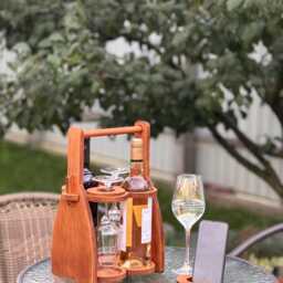 Handcrafted Wooden Wine & Beer Caddy Portable 4-Pack Carrier, Glass Tray Holder, Storage Stand, Drink Holder - Father's Day Gift - thumbnail 4