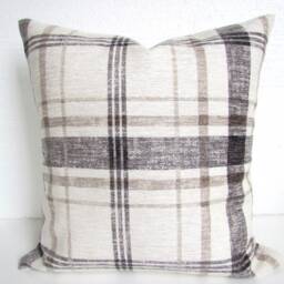 Charcoal Farmhouse Pillows Black Farm House Pillows Gray Buffalo Check Plaid Pillow Covers Farmhouse Tan Striped - thumbnail 2