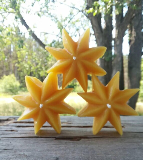 Rustic Beeswax Star Candles - Set Of 3 Michigan Made - image 1