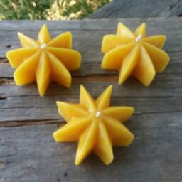 Rustic Beeswax Star Candles - Set Of 3 Michigan Made - thumbnail 2
