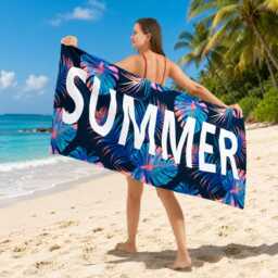 Leopard Print Cotton Beach Towel, Quick Dry Summer Swim Towel - thumbnail 4