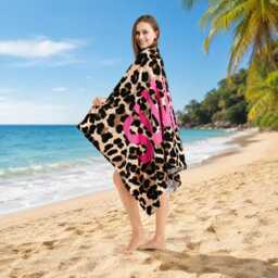 Leopard Print Cotton Beach Towel, Quick Dry Summer Swim Towel - thumbnail 2